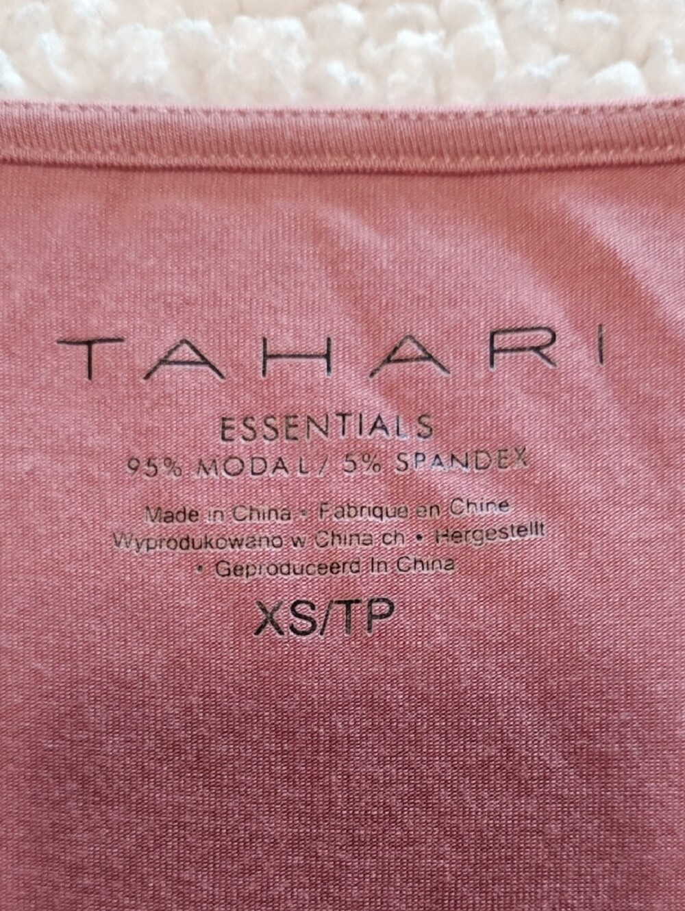Tahari Dusty Rose V-Neck Short Sleeve Tee - Picture 2 of 3